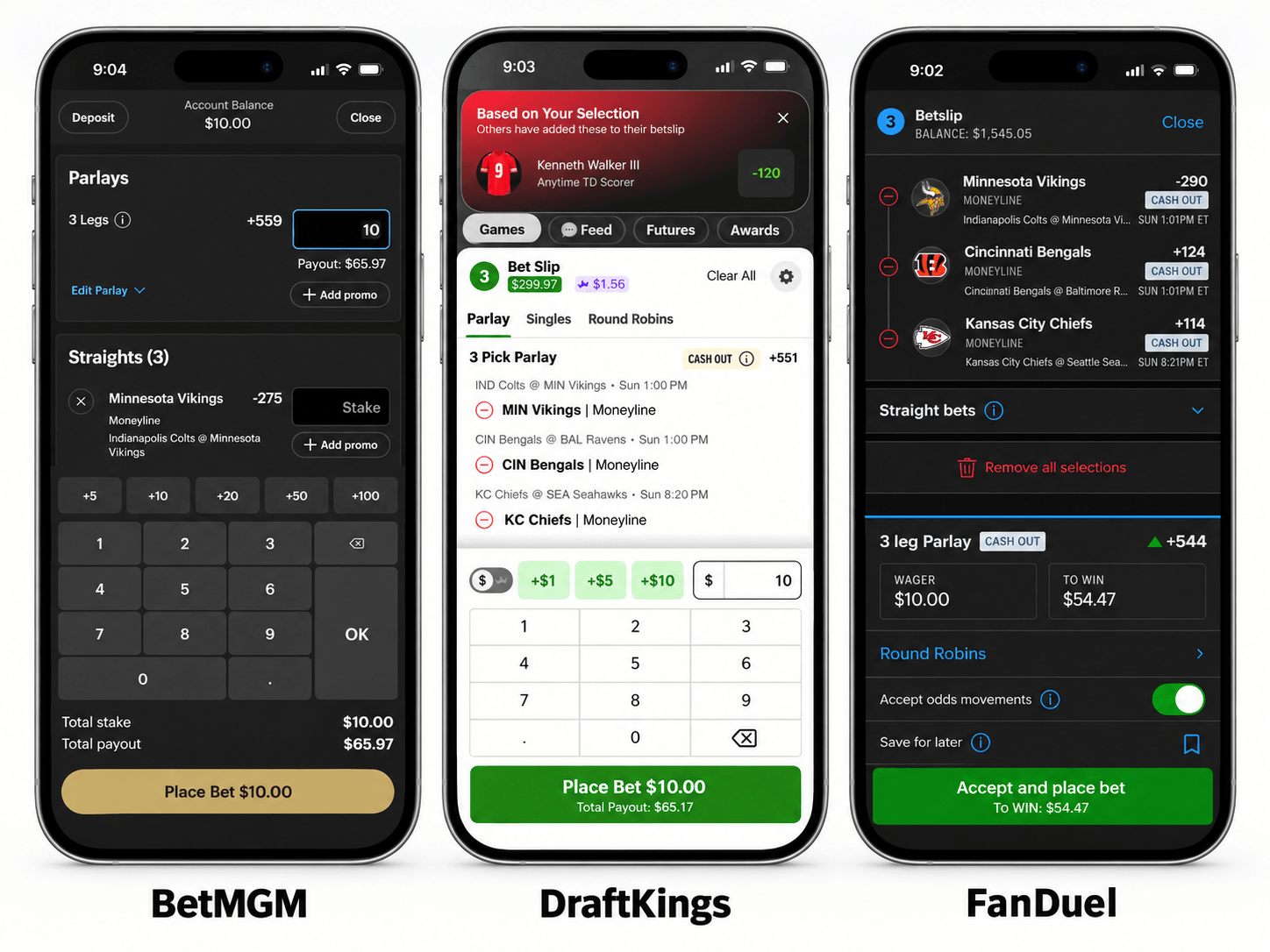 NFL bet slips